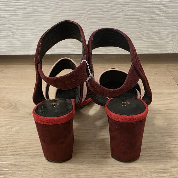 Anthropologie Cecelia New York Red Suede Colorblock Roxanne Heels Size 9 - Picture 6 of 9